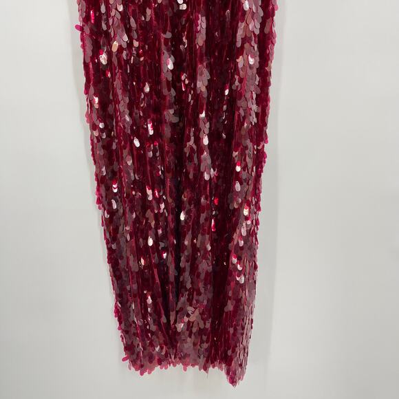 NBD | Ruby Red Sequin Paillettes Maxi Slip Dress S - Picture 13 of 16
